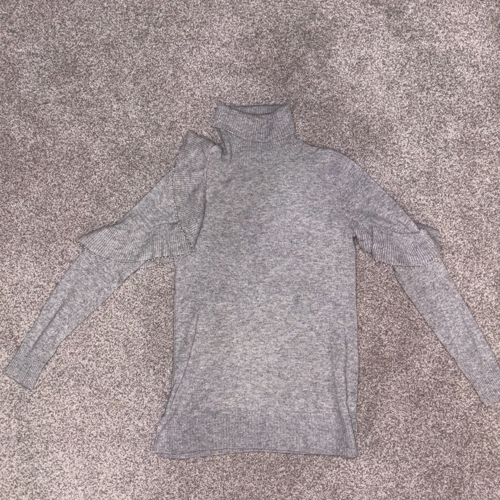 Gray Cashmere Turtleneck Sweater